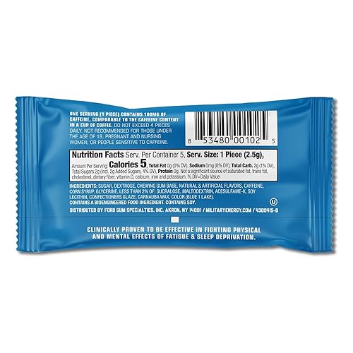 Miniatura 4 de MEG (goma de mascar de energía militar) - Arctic Mint | Mejora tu rendimiento físico con 100 mg de cafeína por pieza, máximo impulso de energía para