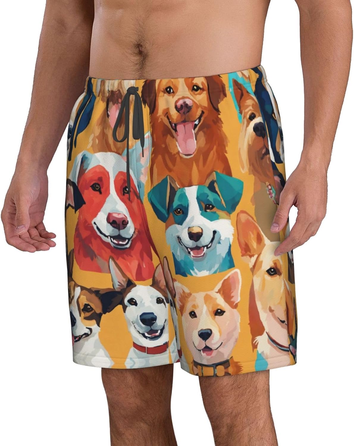 Cute Pug Dog Print Mens Beach Pants Men's Novelty Swimtrunks Quick Dry Lining Beach Board Shorts S-3XL