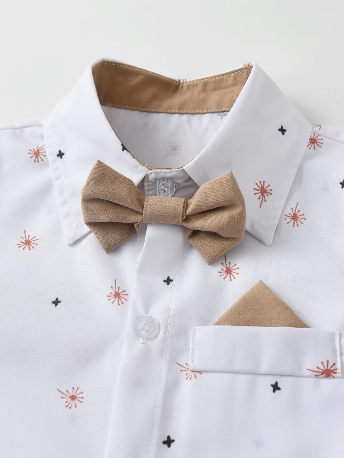 Boarnseorl Baby Boys Gentleman Outfits Shorts Sets,Infant Shirt + Shorts + Bow Tie + Suspenders - Image 4