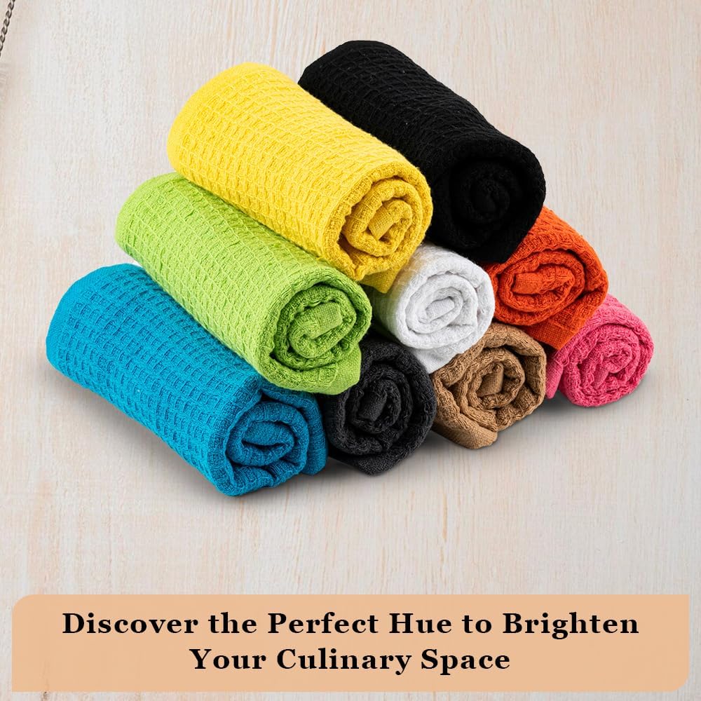 DishCloths Kitchen|Waffle Terry Check Weave Hand Towels|Cotton 12x12" Reusable Dish Rags Washing Scrub Cleaning Dishes|Dish Bar Mop Towels Hand Wipes|Spring Easter Basket Decor|6 Pc -Lemon Yellow - Image 6