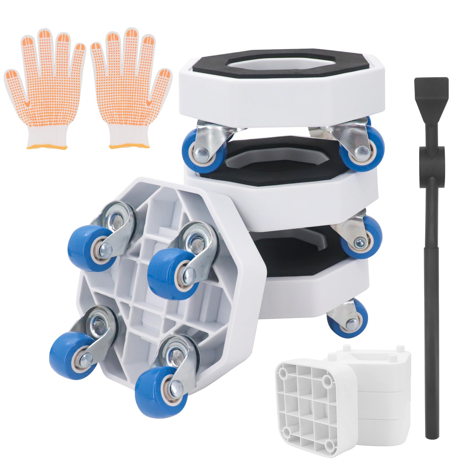 Set di sollevatori e cursori per mobili resistenti con ruote girevoli a 360°, capacità di 1000 kg, strumento per spostare divani, frigoriferi, armadietti su legno duro e moquette