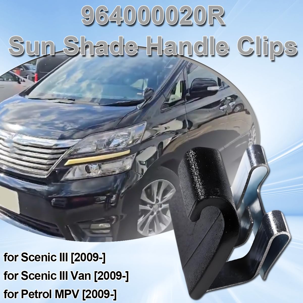 ZAMDOE 964000020R Hecktür Fenster Vorhang Sonnenschutz Griff Clips für Renault Grand Scenic III 3 MK3 Van [2009-] Sonnenschutzgriff-Clips für Hecktürfenstervorhänge Sonnenblenden-Cliphaken Ersatzteil