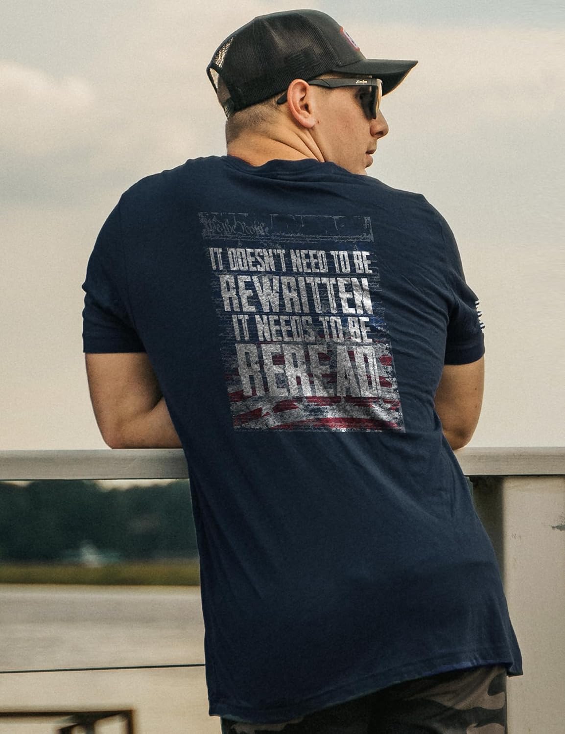 Nine Line ReRead Not ReWritten T-Shirt for Men Patriotic American Flag Shirt, Veteran Owned American Made USA Freedom Apparel - Image 3