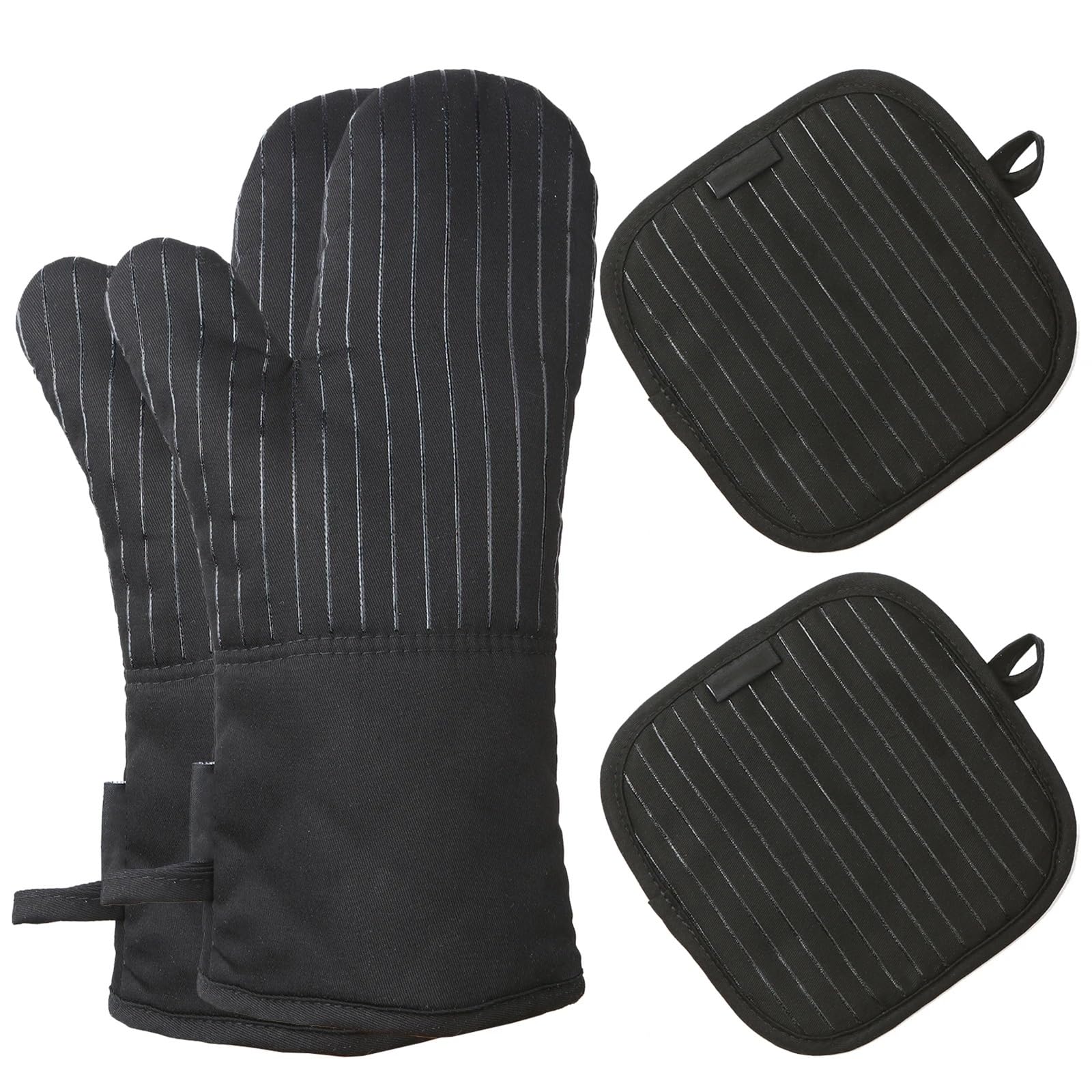 Cotton Silicone Oven Mitts Heat Resistant Non-Slip Barbecue Gloves Kitchen Potholders 1 Pair For Cooking & Baking