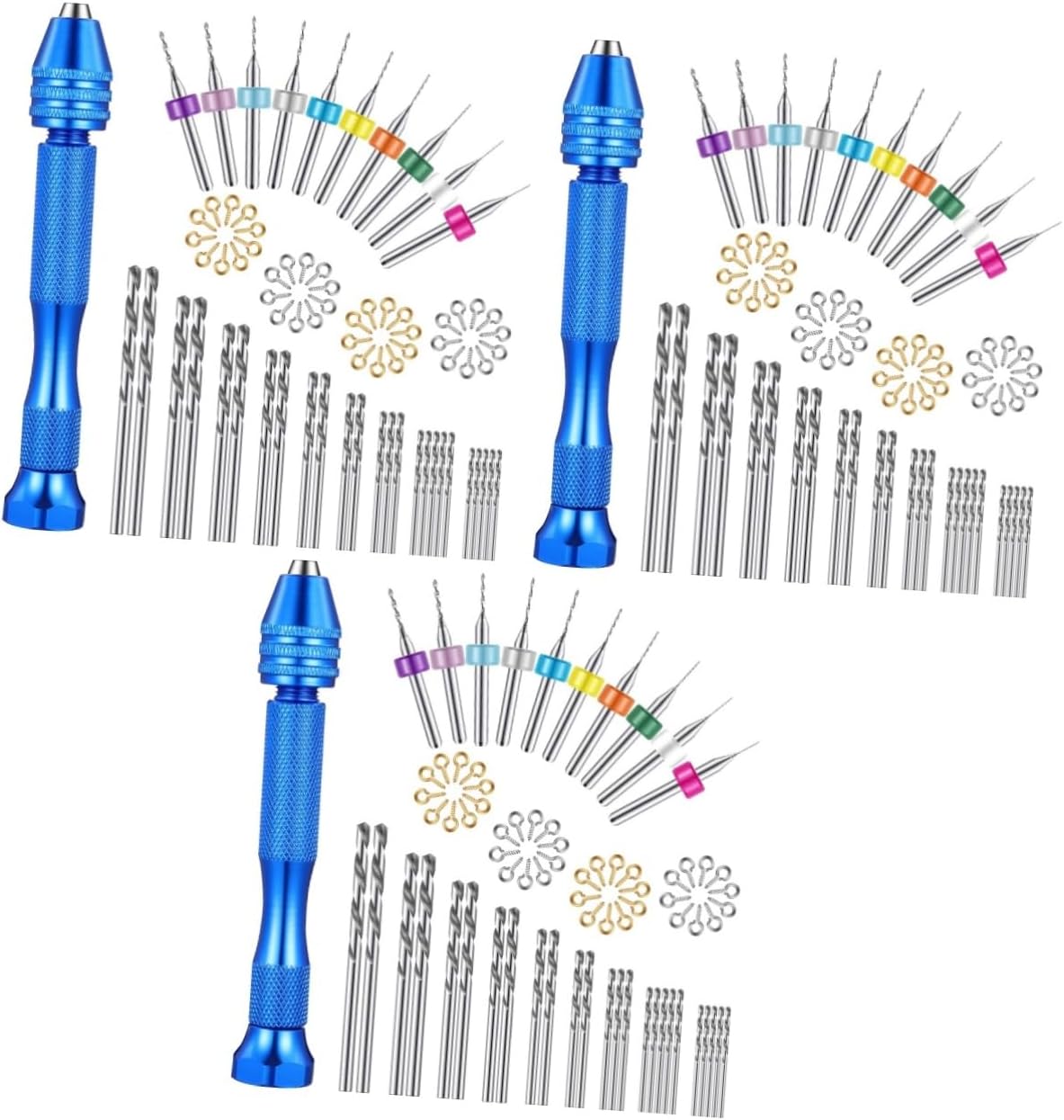 TEHAUX 228pcs Precision Hand Drill Set Mini Drill Bits and Chuck for Woodworking Jewelry Making and Projects Lightweight and Compact Manual Tool