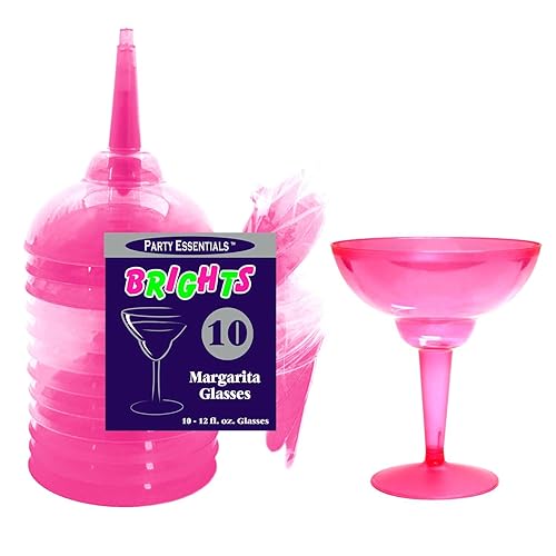 Party Essentials N121029 Brights - Vaso de Margarita de plástico de 2 piezas, capacidad de 12 onzas, rosa neón (caja de 120)