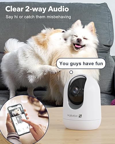 Miniatura 7 de MUBVIEW Cámara para mascotas con aplicación de teléfono, cámara de seguridad interior, cámaras WiFi 2.4G para seguridad del hogar, cámaras con cable