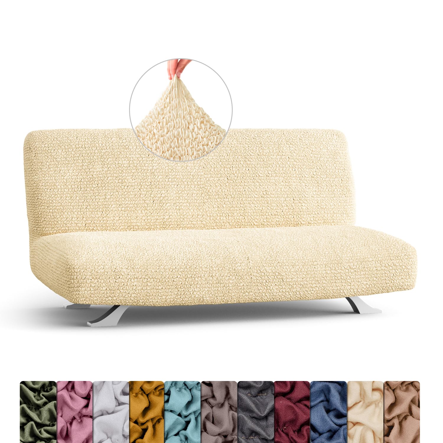 Menotti 3 Seater Couch Cover - Sofa Cover - Sofa Protector - Soft Polyester Fabric Slipcover - 1-Piece Form Fit Stretch Elastic Stylish Furniture Cover - Microfibra - Grey (3 Seater) — view 39