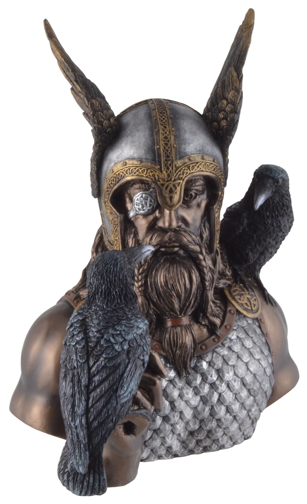VOGLER Joh. Vogler GmbH Buste Odin avec corbeaux Hugin et Munin, peint à la main