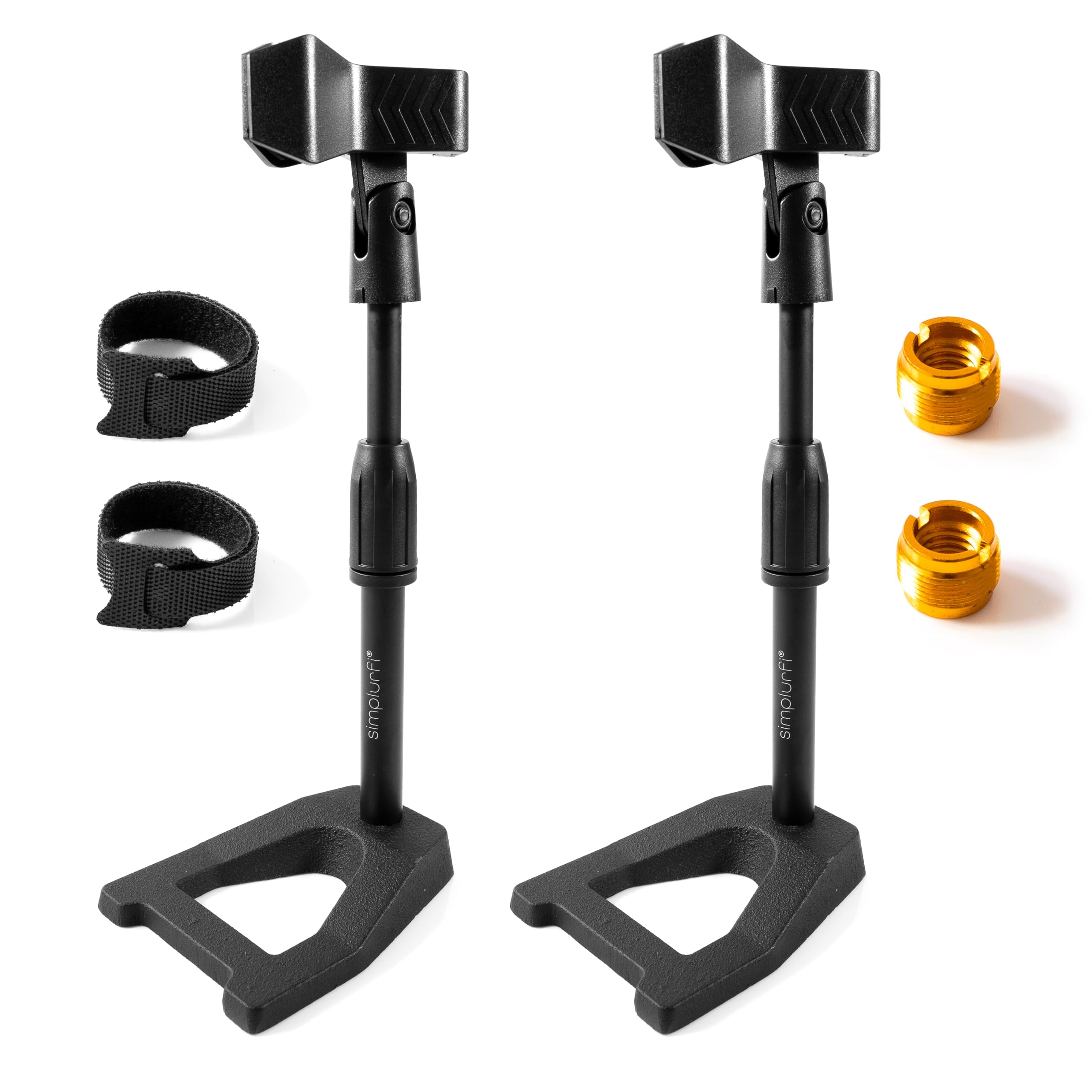 Simplurfi 2 Pack Desktop Mic Stand with Mic Clip, Adjustable Table Microphone Stand, 5/8” to 3/8” Metal Adapter, Heavy Weighted Base, for Blue Yeti Snowball Spark Fifine K669 AT2020 Shure SM58 SM57