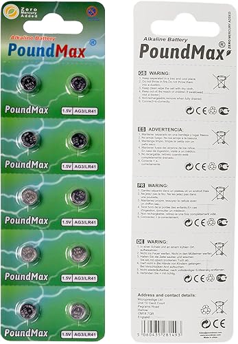 Miniatura 4 de PoundMax AG3 LR41 Baterías 1.5v Batería alcalina de botón - 10 unidades