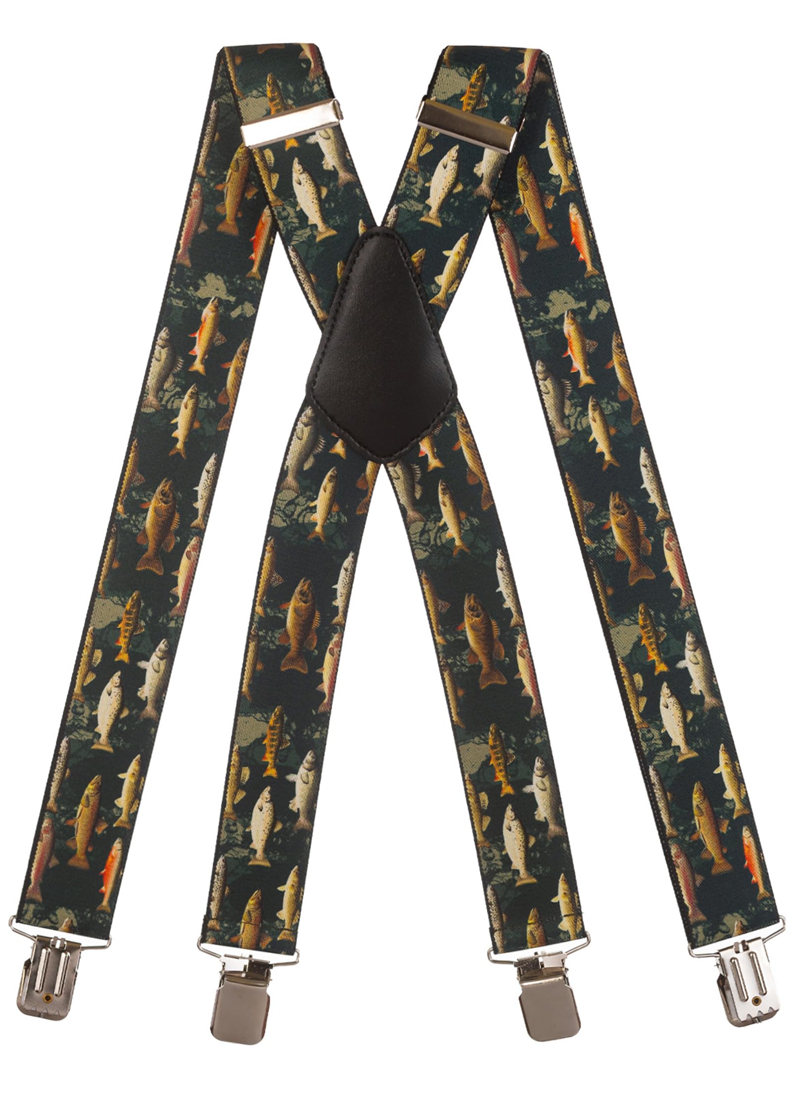 Olata Men's Fish C Heavy Duty Printed X-Shape Braces/Suspenders, 4Cm