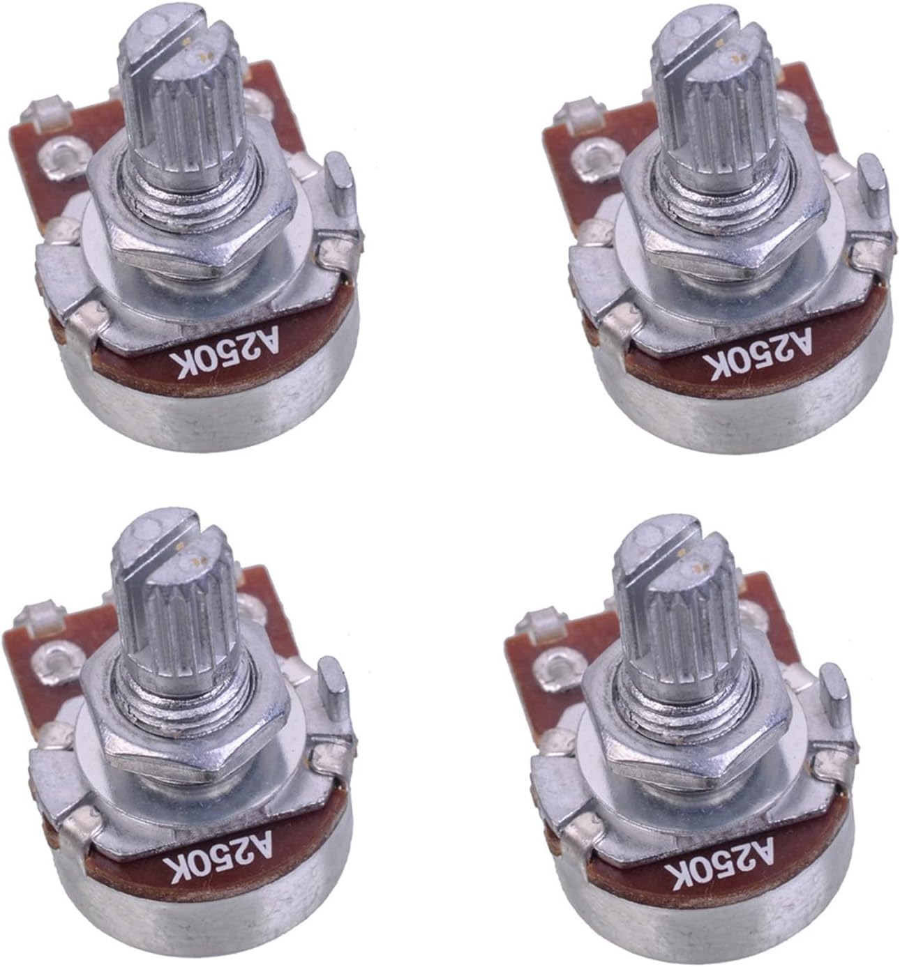 4 Potenziometri FLEOR A250K B250K Albero Lungo Per Chitarra Elettrica E Basso - Volume E Tono