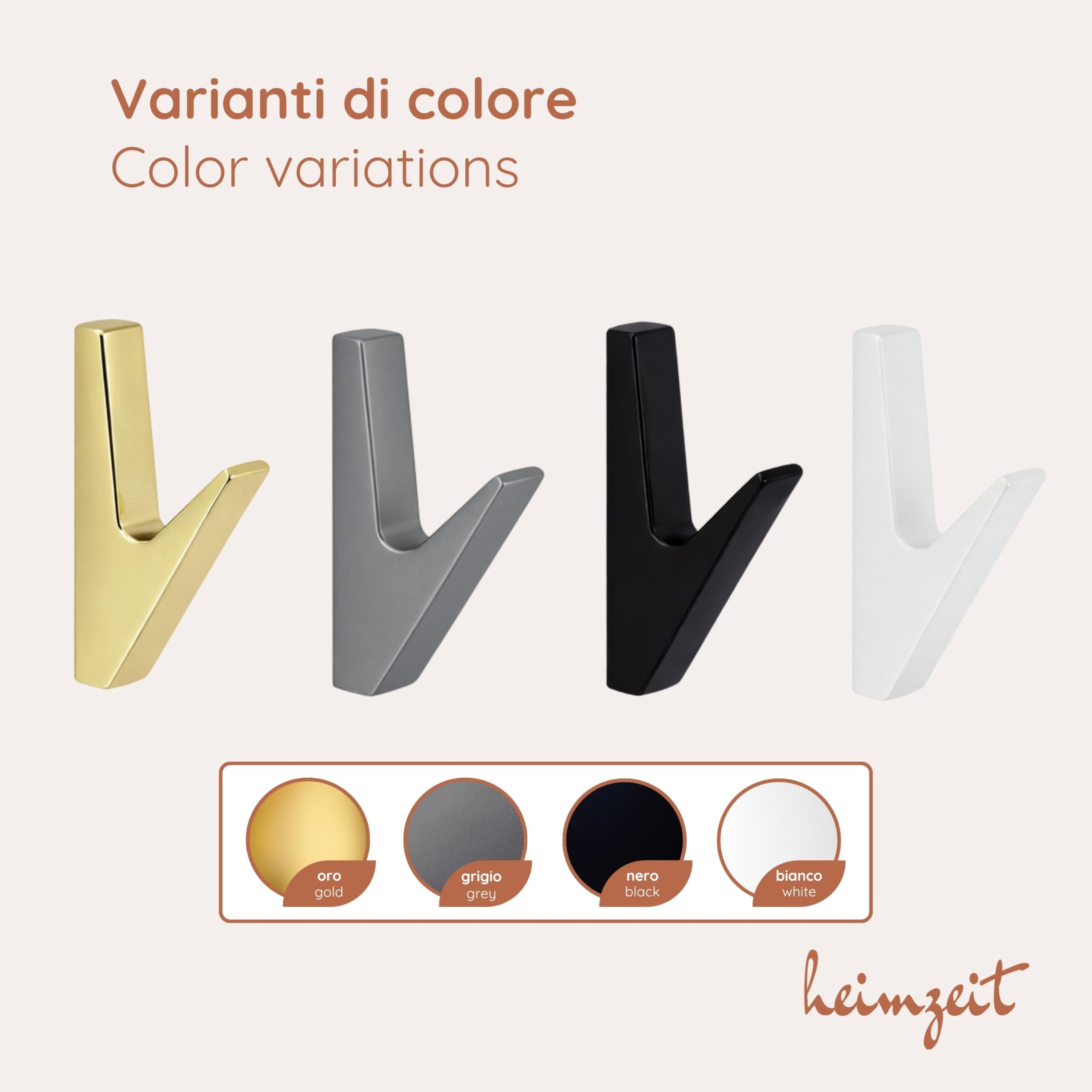 Ganci Appendiabiti Volt da Avvitare 4 Pezzi in Nero, Appendiabiti da Parete per Guardaroba, Giacca, Asciugamano, Zaino e Vestiti, Design Moderno, Ganci in Metallo da Forare