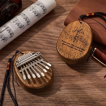 Custom Mini Kalimba Thumb Piano 8 Key with Your Name & Text, Portable Easy to Learn Marimba Handmade Musical Instrument Finger Piano Personalized Christmas Gifts for Beginner