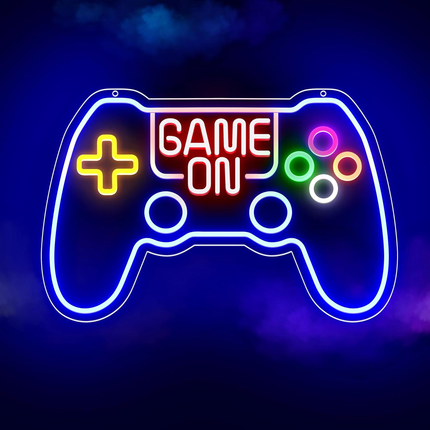Blue Game Controller Neon Sign Game On Light for Gamer Room Decor Gamer Gift USB Powered with Dimmer Gamer Light for Teen Boys Bedroom Decoration Cool Gaming Gift