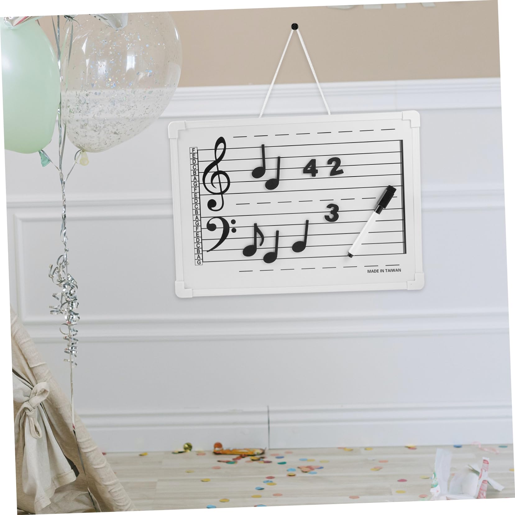 SEWACC Pizarra Musical Borrable con Pentagrama y Pegatinas de Notas, Plástico Ligero, Reutilizable, para Escuela y Hogar,