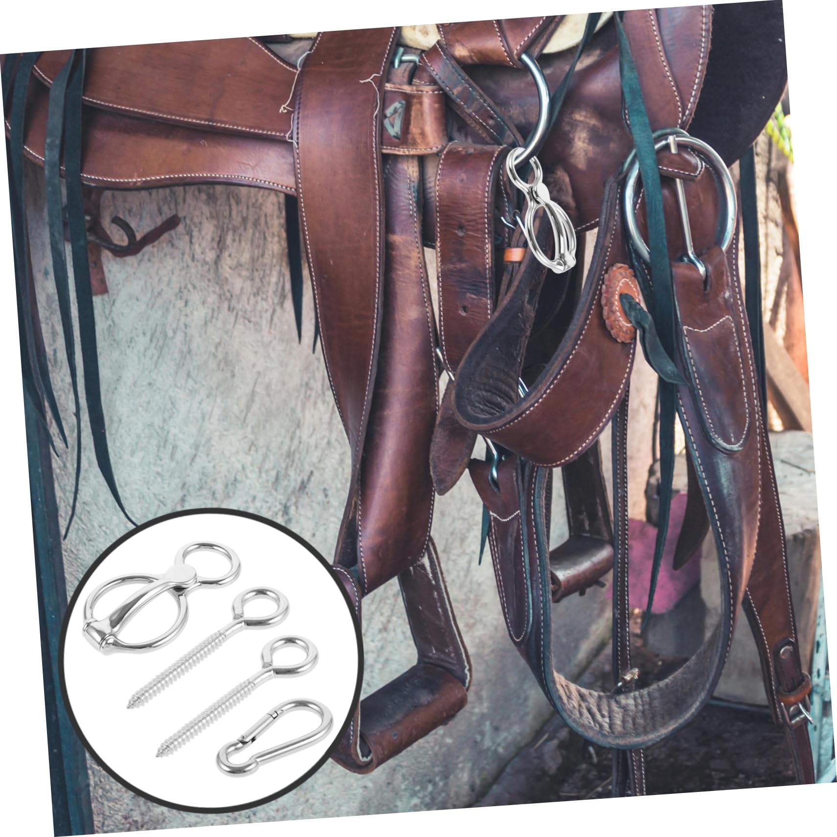 Toyvian Kit De Liberación De Cuerda para Caballos Anillas De Amarre De Acero Inoxidable Seguridad para Caballos Uso Puestos De Cuerdas