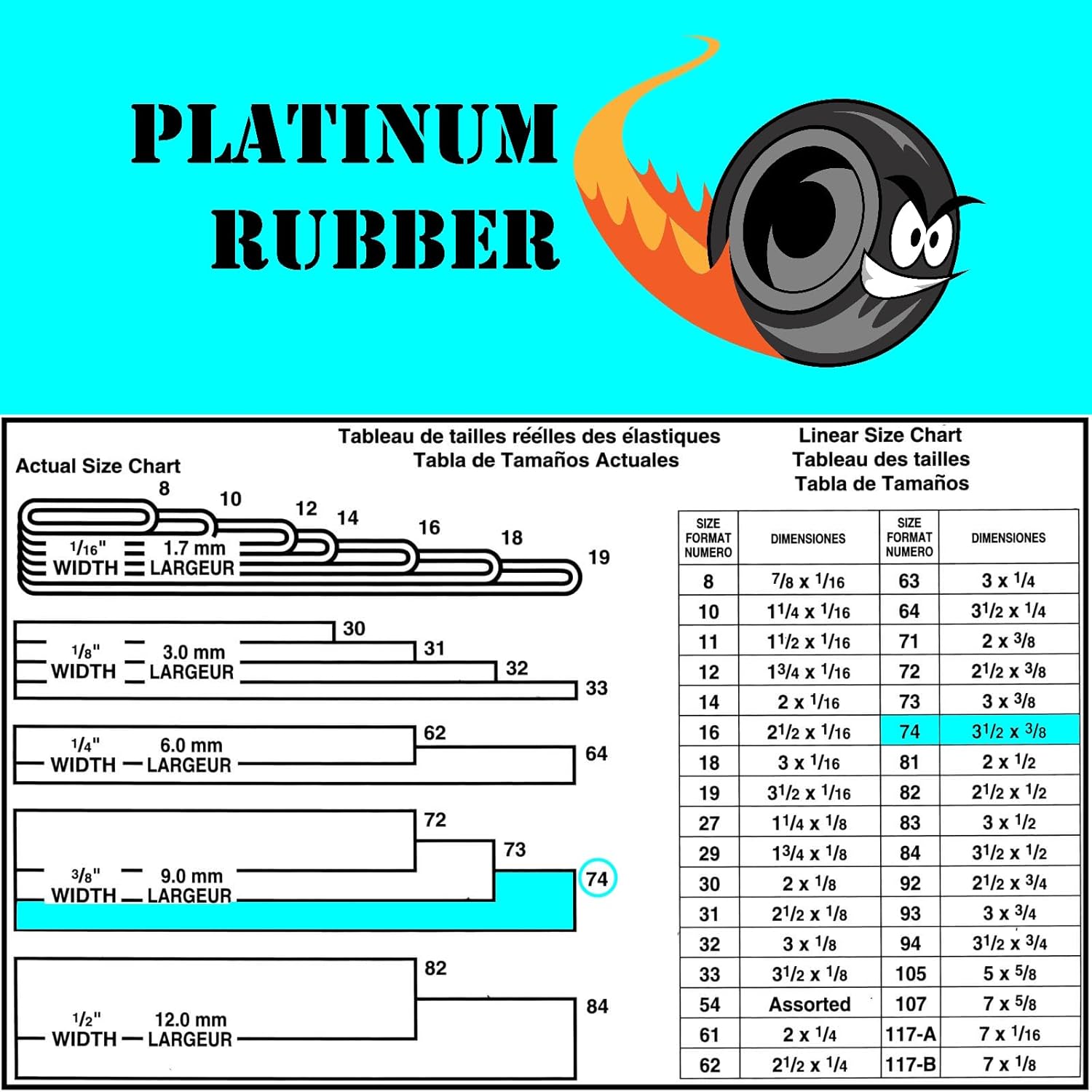 Black #74 Large Premium Outdoor Rubberbands .375 inch Wide, Made in USA, High Heat UV Resistant Platinum Rubber Crepe Band Approx. 200 per LB, 50 per 1/4lb (3-1/2" Long x 3/8" W) (5, Pounds)