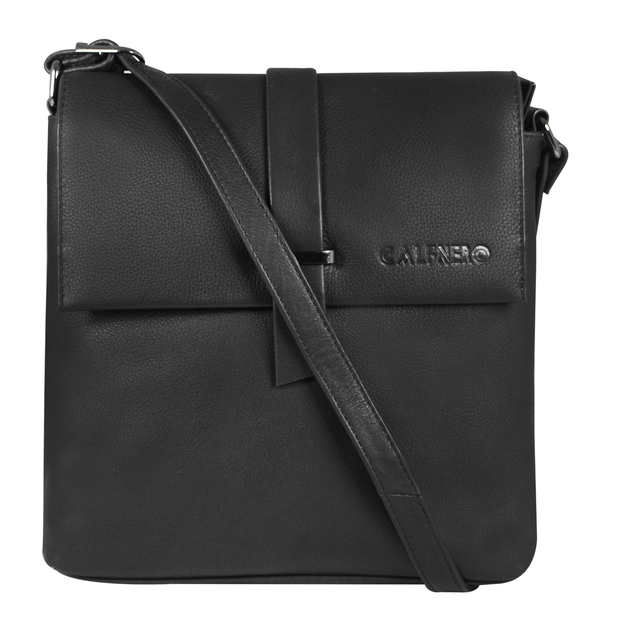 calfnero Genuine Leather Men's Cross Body Bag-Messenger Bag-Men's Office carry-Leather Shoulder carry (Black)-picture-47