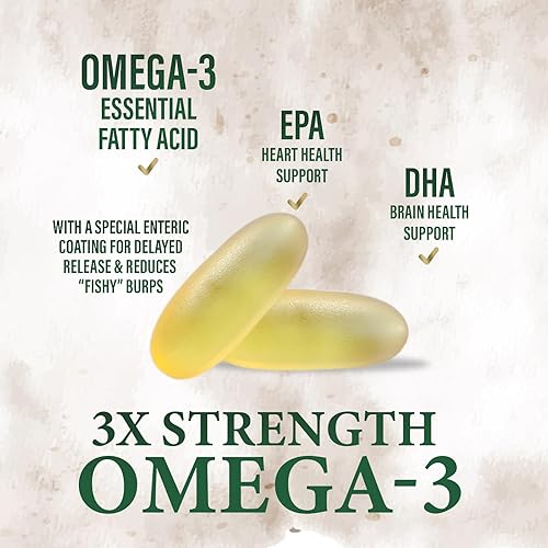 Miniatura 6 de Pastillas de aceite de pescado Omega 3 de 2400 mg  Suplementos de aceite de pescado Omega 3 de triple fuerza  Los mejores ácidos grasos EPA y DHA