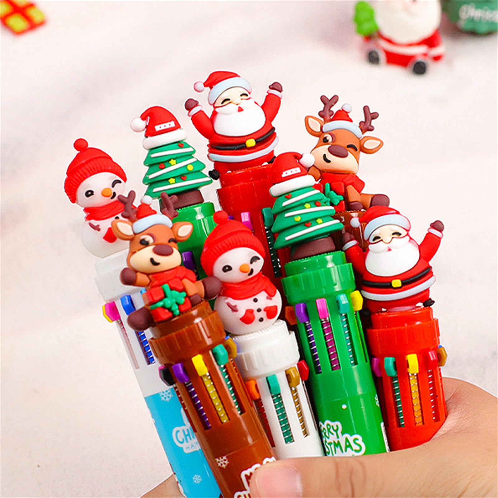Retractable Multicolor Pen Christmas Ballpoint Pen for Student Calss Reward Christmas Party Favor — view 8