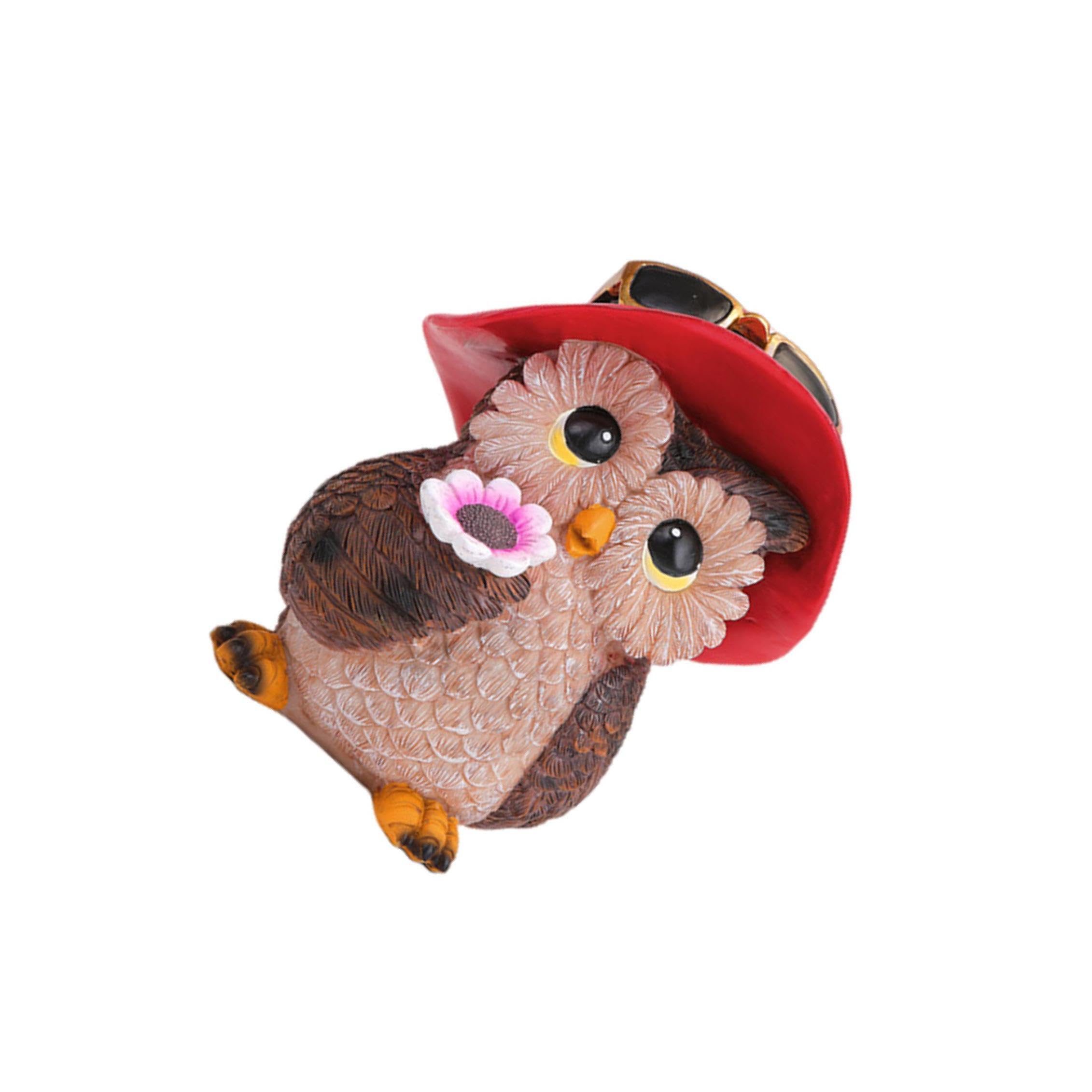 QUXVUIS Elegant Owl Sculpture Charming Hand-Painted Resin Garden Statue For