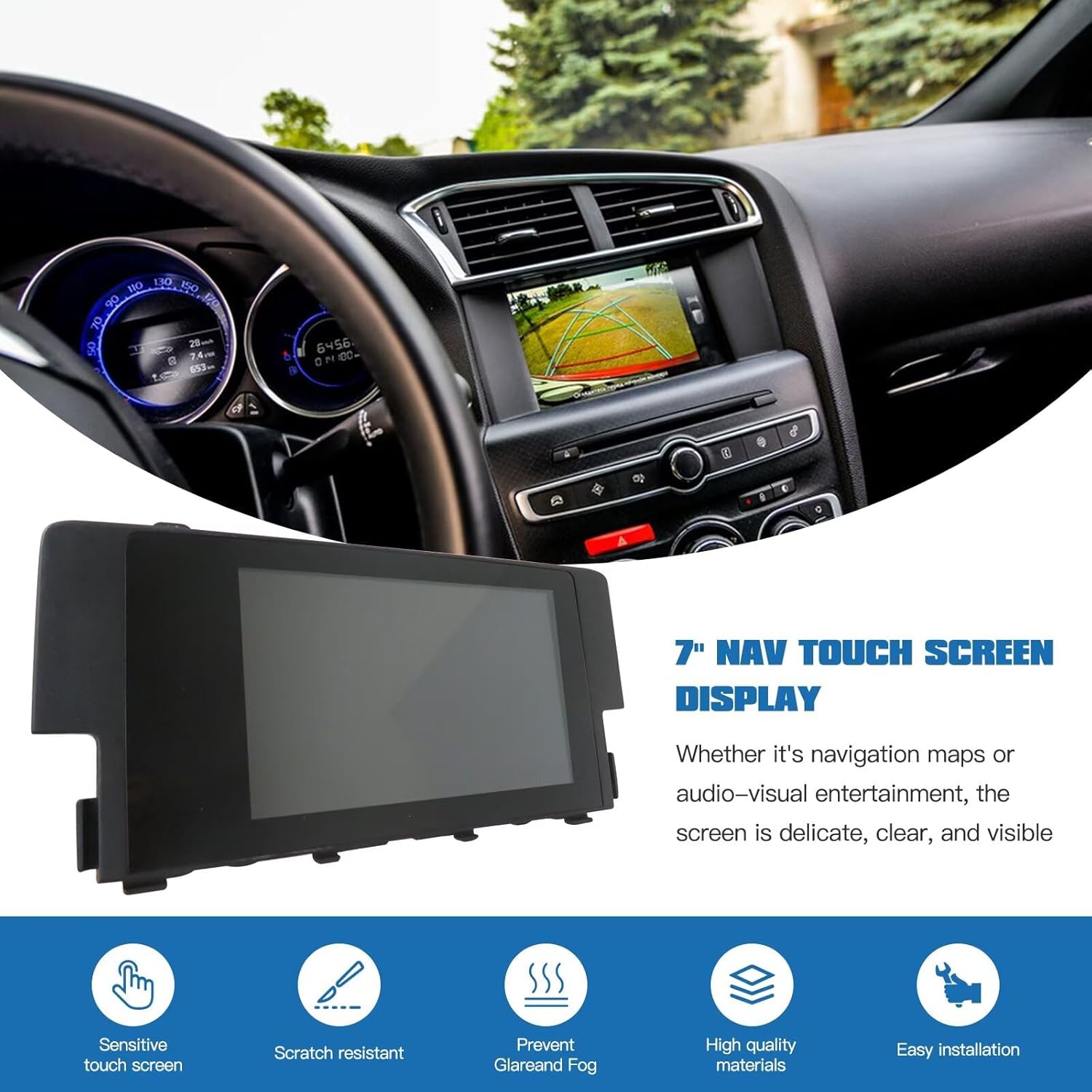 7” LCD Display Screen Radio Navigation Touchscreen Fit for Honda Civic 10th 2016 2017 2018, Replaces# 39710-TBA-305 39710-TBA-A11 39710-TBA-A21 39101-TBA-A31-M1, 39101-TBA-A31
