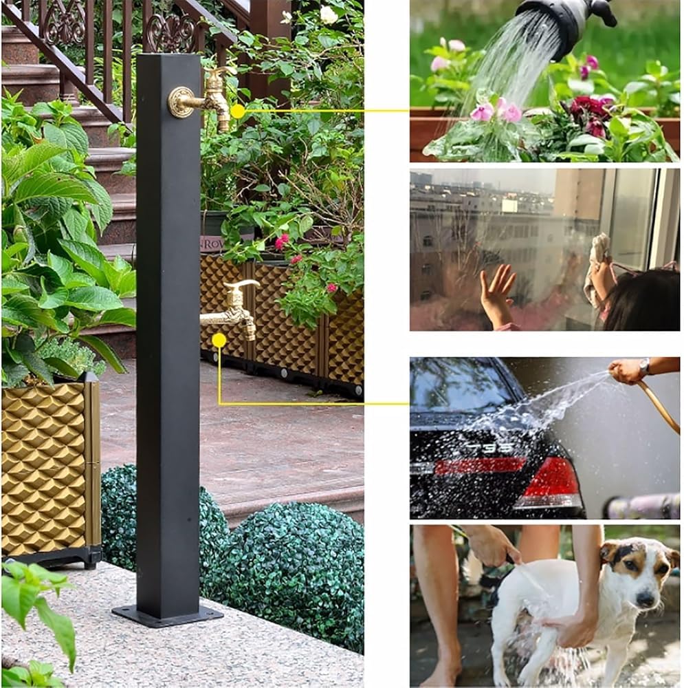 Extensor vertical de manguera anticongelante para jardín al aire libre con 2 pistolas pulverizadoras, dispensador de fuente de agua decorativo