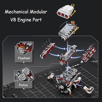 muuchuu Technik V8 Engine Building Toy with Motor for Adult to Build