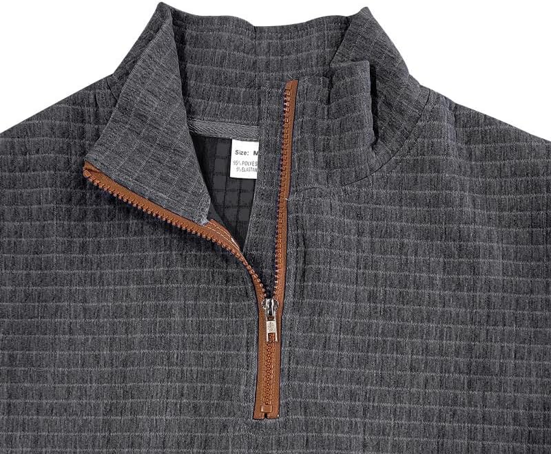 Men's Waffle Sweatshirt - Autumn Winter Quarter Zip Loose Fit Pullover for Vacation Daily Life - Image 4