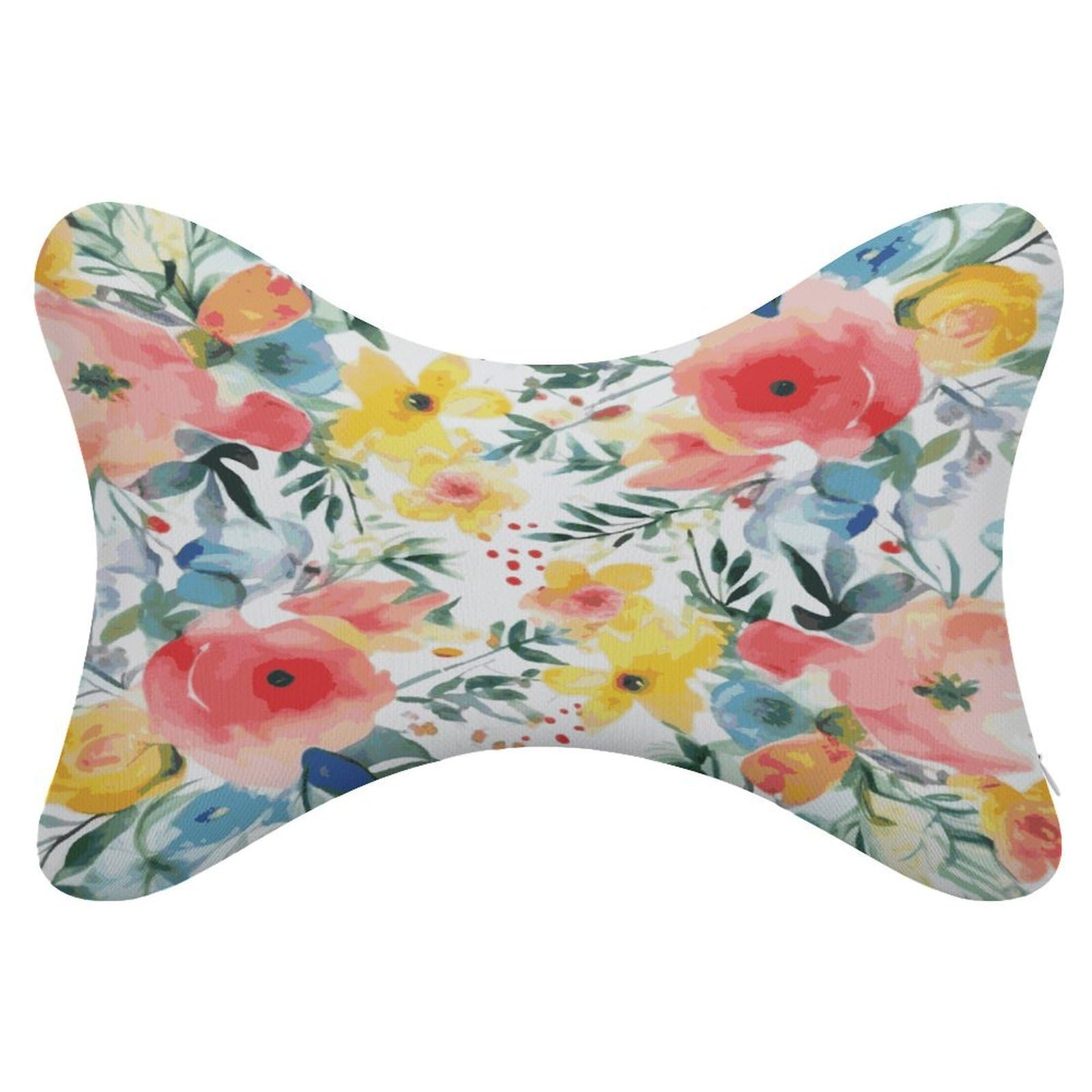 JTREHY 2 Pack Bright Floral Watercolor Car Headrest Pillow Memory Foam Car Neck Pillows Soft Comfortable Vehicle Neck Pillows Non-Slip Headrest Cushion Universal Car Pillow for Neck Pain Relief