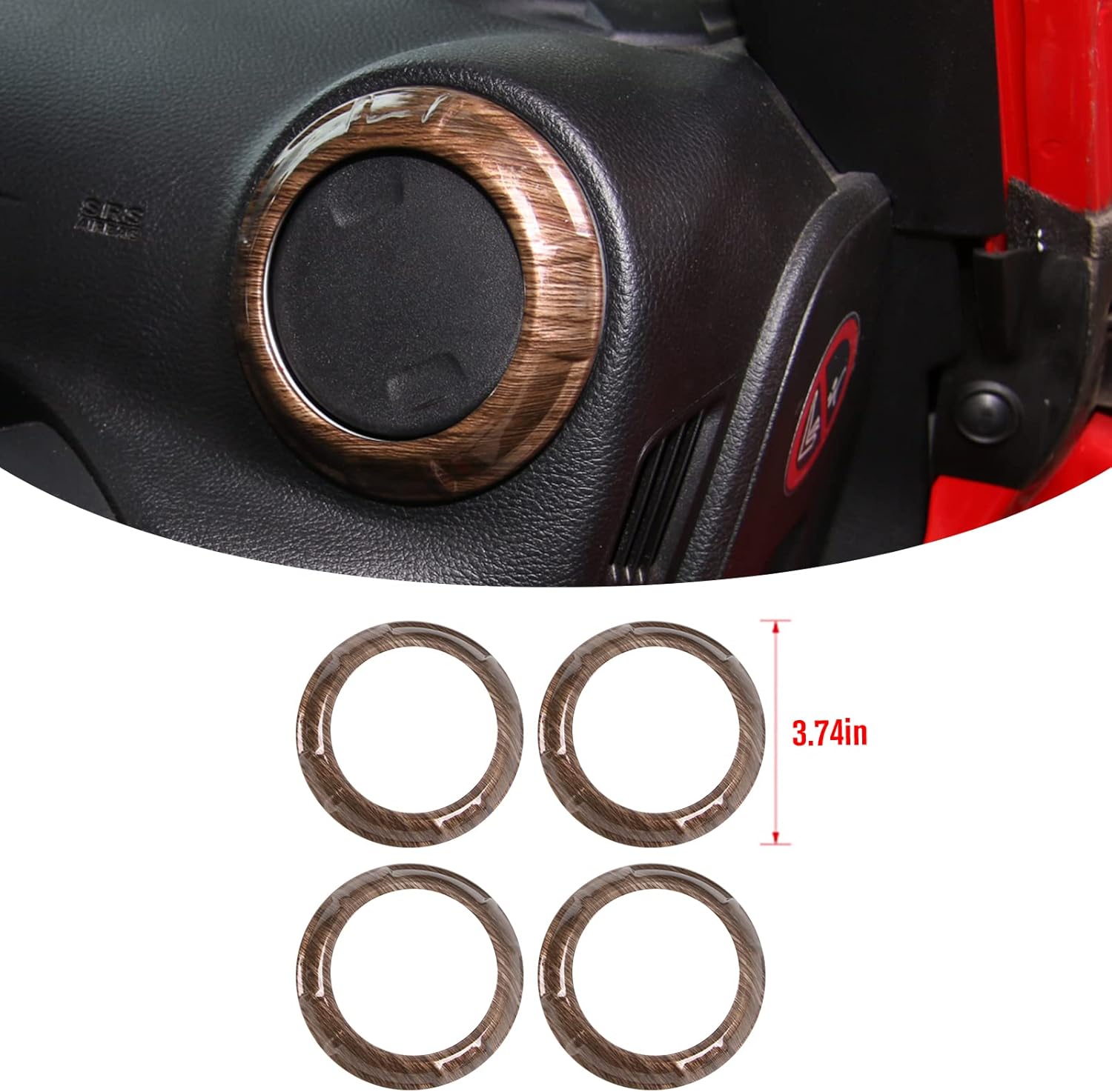 4PCS Center Console Dash Air Conditioner Vent Cover Trim Interior Accessories Compatible with Jeep Wrangler JK JKU 2011-2018 (Wood Grain)