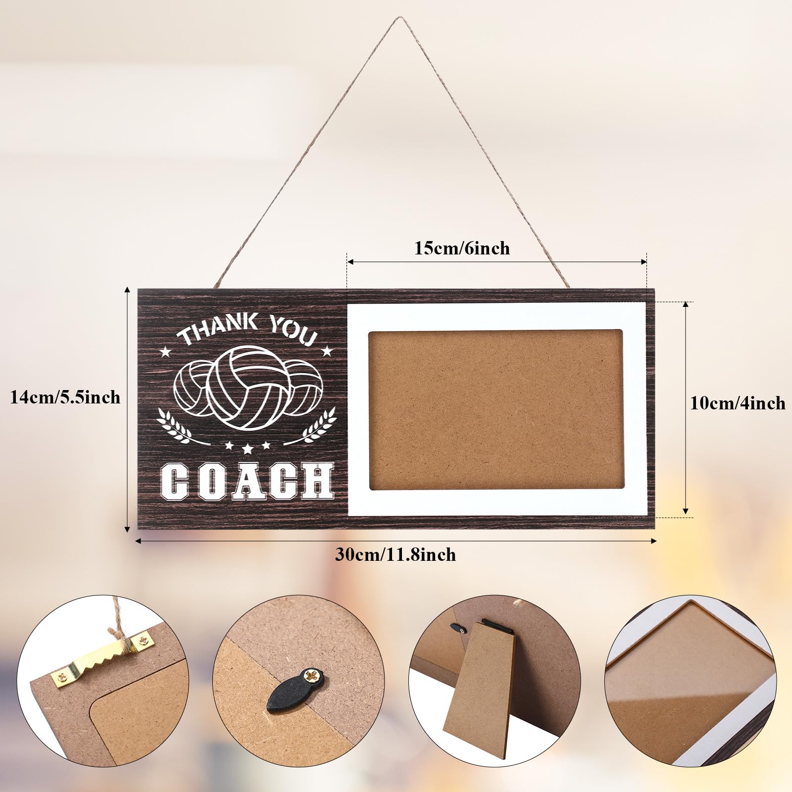 Sumind 1 Pcs Sport Graduation Coach Picture Frame Football Softball Baseball Soccer Basketball Volleyball Graduation Photo Frame Thank You Coach Gift 4" x 6" (Volleyball)