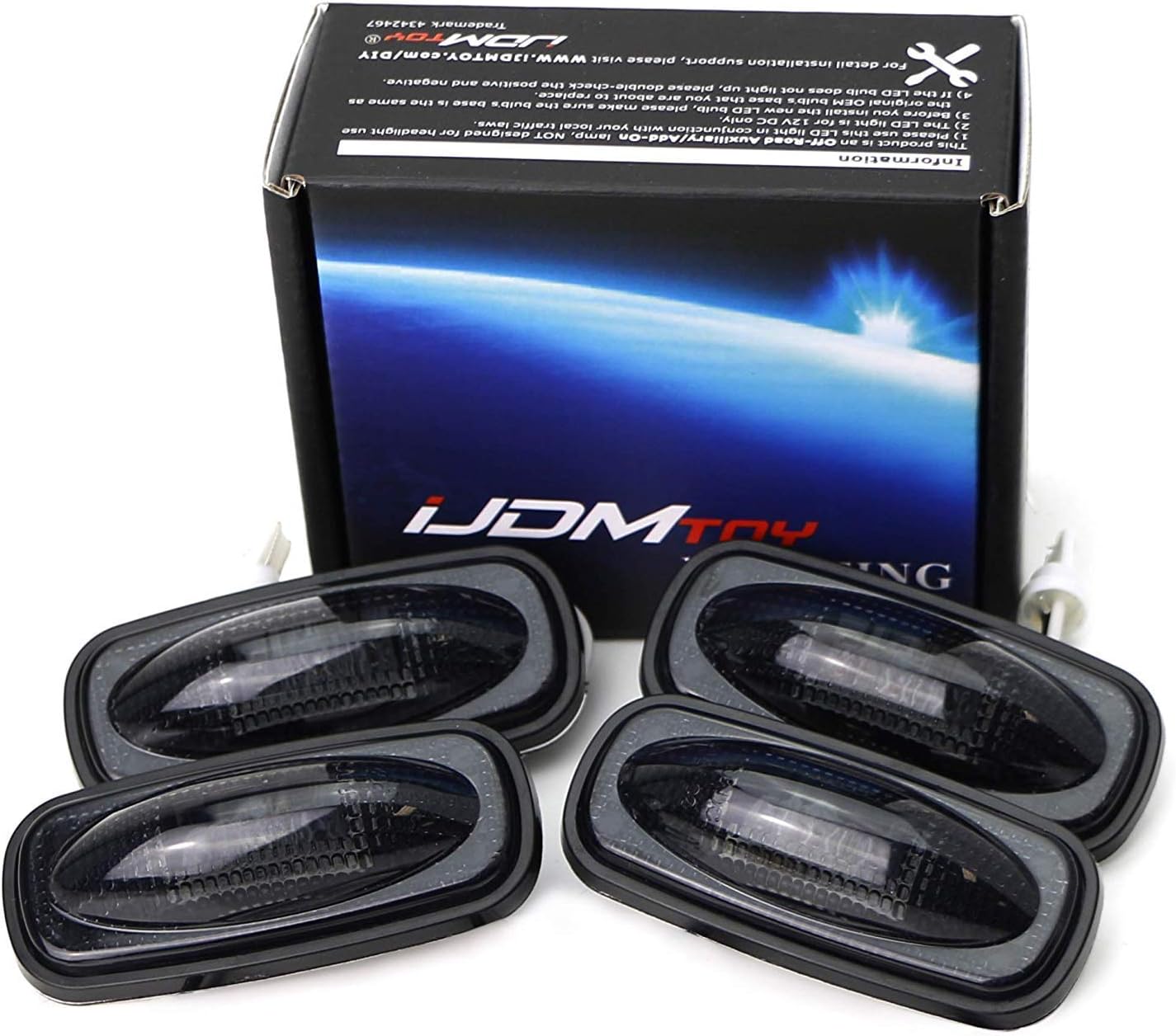 iJDMTOY Smoked Lens Amber/Red LED Rear Bed Side Marker Lights Set Compatible With 2003-2009 Dodge RAM 2500 3500 Heavy Duty Dually Truck Double Wheel Side Fenders