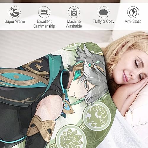 Miniatura 4 de Dalicoter Game Genshin Impact Manta Sumeru Alhaitham Anime Cobija 80 x 60 pulgadas, Manta de franela súper suave, manta ligera de invierno, manta de