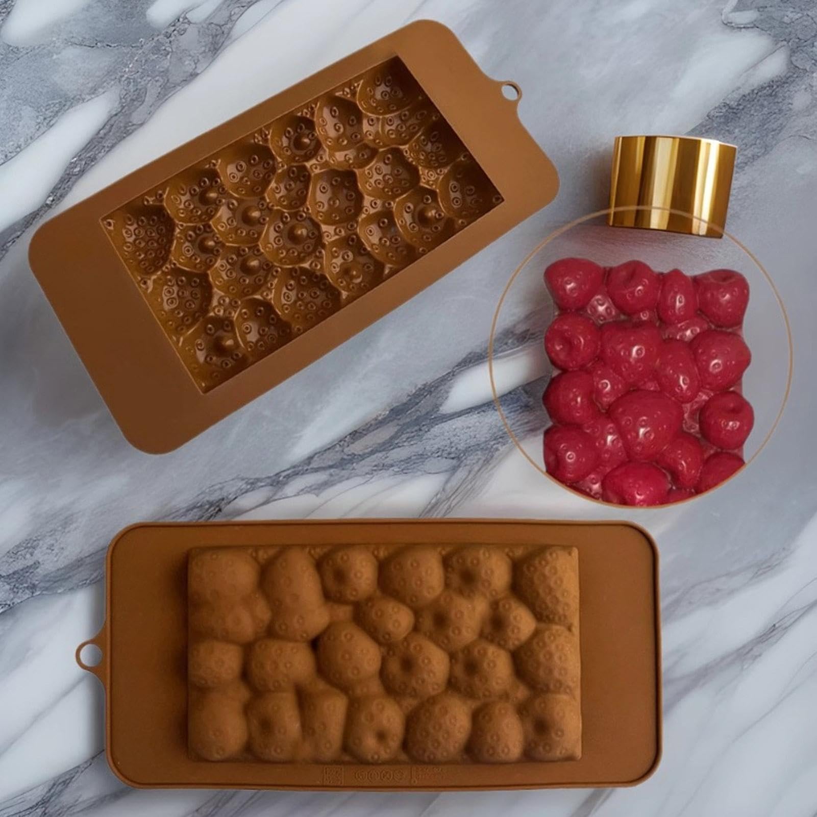 Stampo in silicone con forma di fragola per cioccolatini Silicone Morbido | Stampo Fondente Silicone Per Cioccolatini, Gelatine E Budini