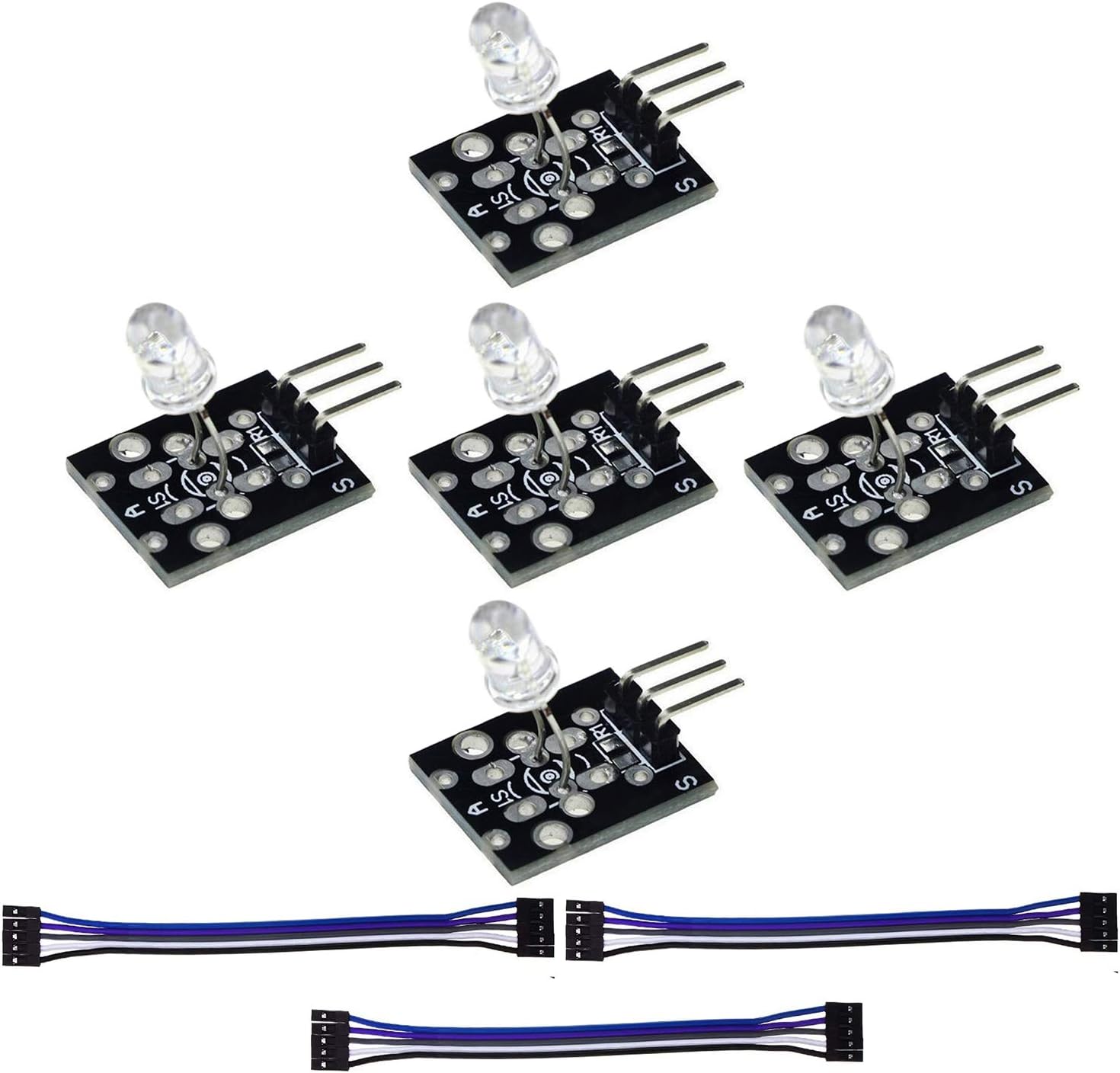 5pcs KY-005 Infrared Emission Sensor Module 38KHz 3-pin IR Transmitter Board DIY Kit Infrared Ray Sensor Infrared Light Emitting Diode Module DC5V for Arduino with Cable Wires