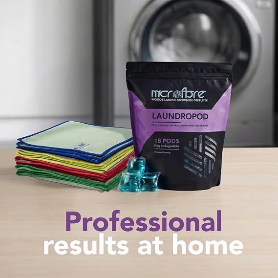 Microfibre Wash Detergent Pods - Restores & Cleans Up to 8kg of Towels Per Pod, Fully Biodegradable, Eco-Friendly Laundry Solution - 18 PODS | Restores and Cleans Up to 8 kg of Microfibre Towels Per Pod. Fully Biodegradable Laundry Solution.