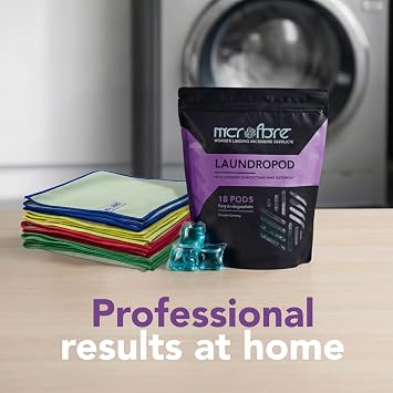 Microfibre Wash Detergent Pods - Restores & Cleans Up to 8kg of Towels Per Pod, Fully Biodegradable, Eco-Friendly Laundry Solution - 18 PODS | Restores and Cleans Up to 8 kg of Microfibre Towels Per Pod. Fully Biodegradable Laundry Solution.