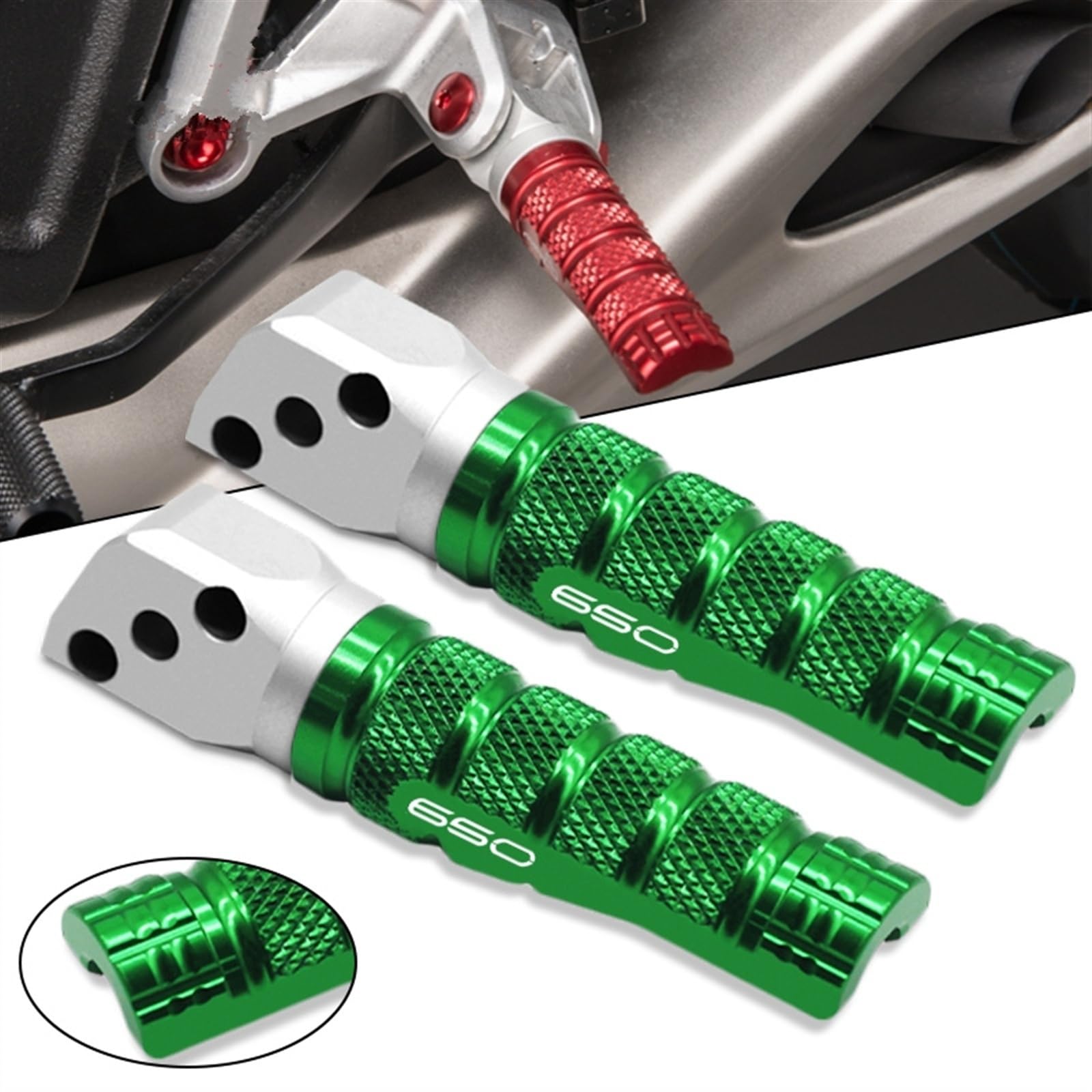 Motorfiets brede voetsteunen Passenger Voetsteun Motorfiets Achter Pinnen Pedaal Voetsteunen Accessoires Voor KAWASAKI Z900 Z650 Voor Z 650 900 2017-2022 2021 2020(Rood,Z650