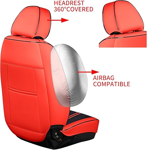 Miniatura 4 de Paquete de 2 fundas de piel sintética para asiento delantero de automóvil, calidad prémium, ajuste universal, para la mayoría de sedanes, VUD,