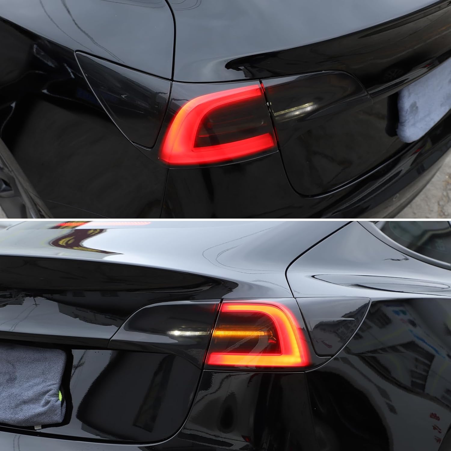 Car Rear Tail Light Cover Tail Lamp Shell Shade Compatible with Tesla Model 3 Model Y 2016-2022 Smoked Taillight Shell Trim Cover Tail Light Lamp Cover Guard Trim Frame Protect Decorative Accessories