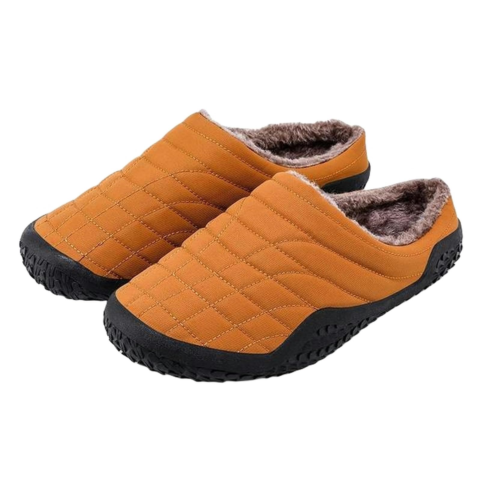 ZONTO Ciabatte Pantofole Da Uomo Calde Invernali Scarpe In Cotone Per Interni Pantofole Da Uomo Antiscivolo Per La Casa Pantofole Lunghe Da Camera Unisex-Giallo-40