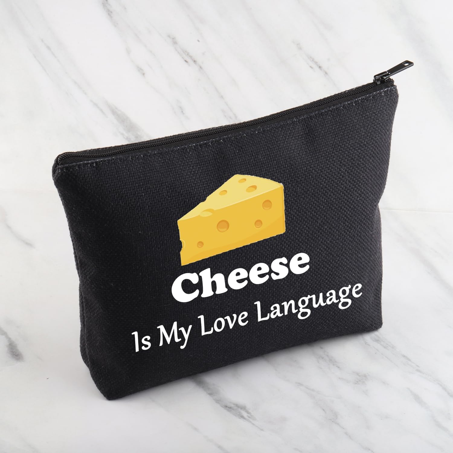 MNIGIU Cheese Lover Gift Cheesy Gift Cheese Is My Love Language Cosmetic Bag Sweet Food Fan Gifts (Cheese Black) - Image 4