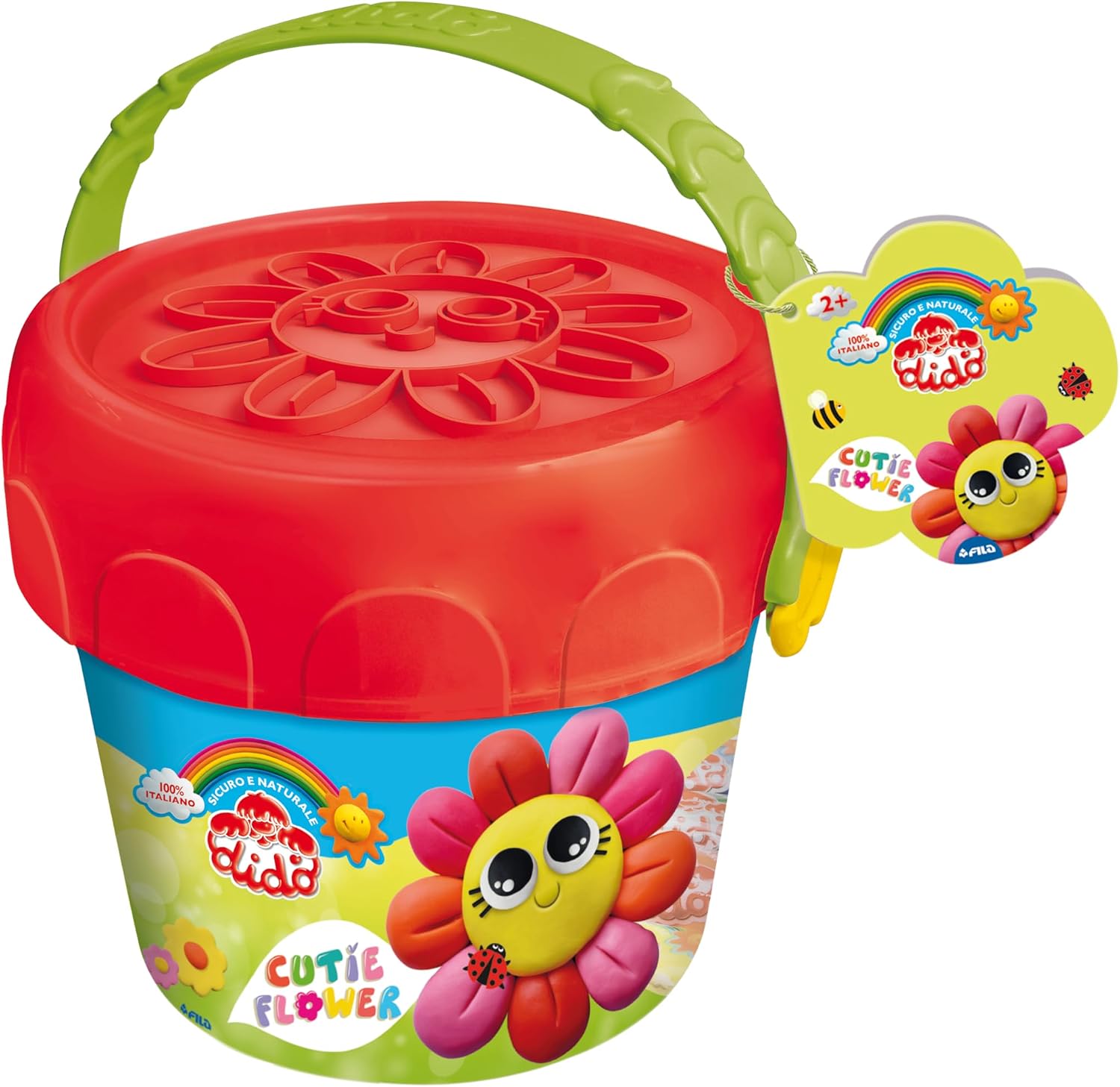 Dido’, set di pasta da gioco creativa, secchiello, fiore carino, 13 pezzi