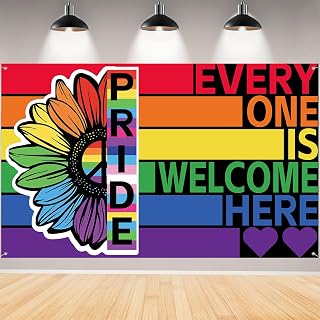 Pride Flag Backdrop for Photography,Pride Banner Gay Lesbian Pride Month LGBT Parade Rainbow Party Decorations and Supplies for Home-71×43'' (Rainbow-2)