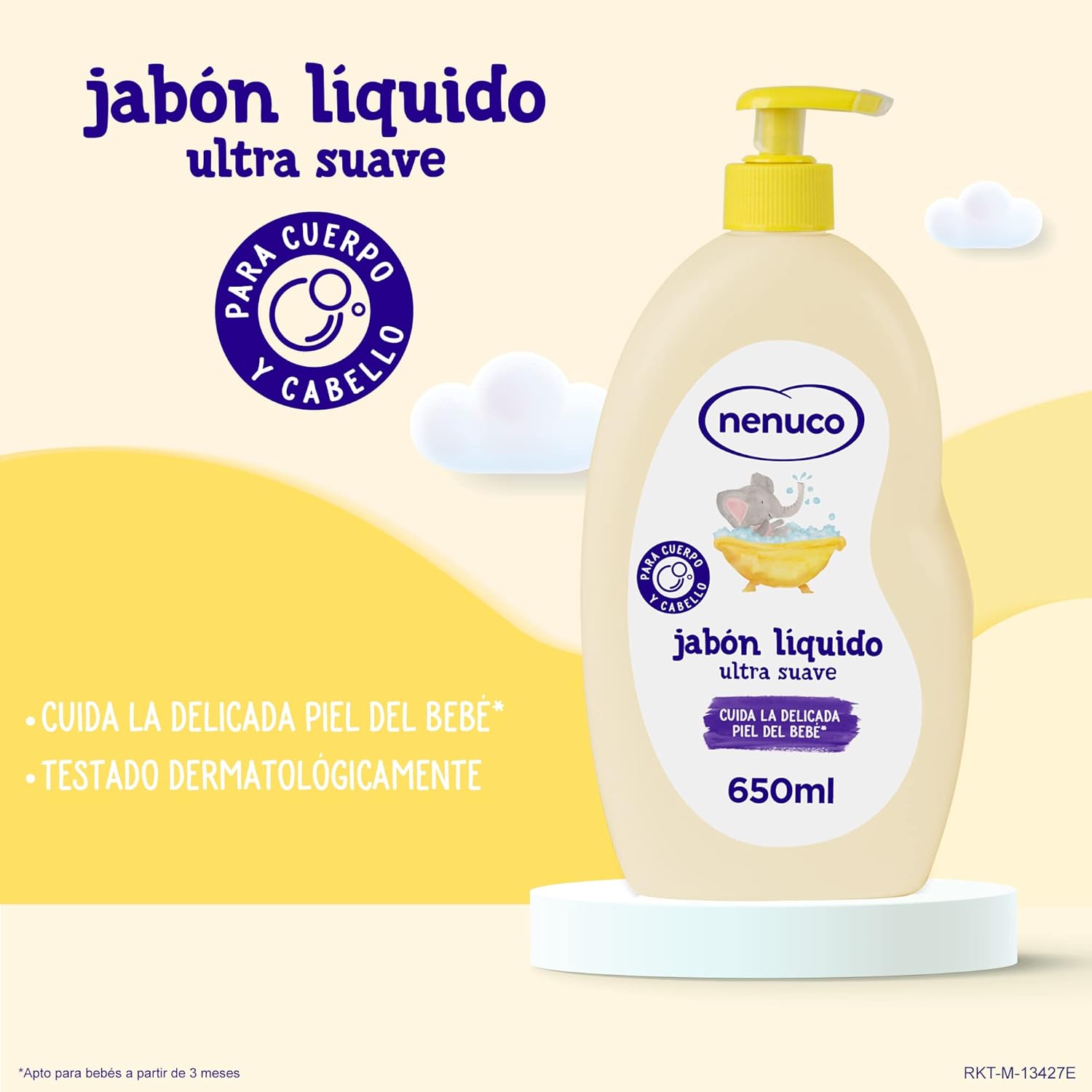 Jabón Líquido Ultra Suave, con Aloe Vera, para Cuerpo y Cabello, 650 ml