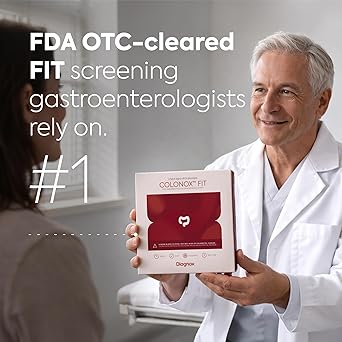 COLONOX At-Home Colon Screening Test Kit Easy to Use Fecal Occult Blood (FIT or FOB) Colon Test for Early Detection (1 Test)