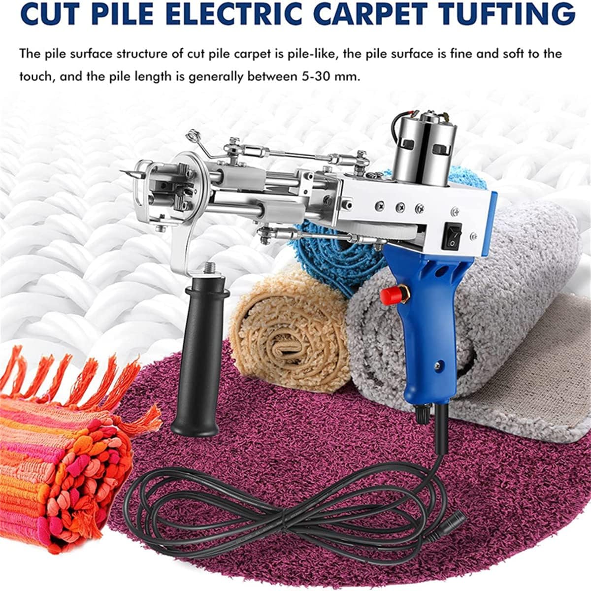 Tufting Gun, Cut Pile Tufting Gun,Carpet Tufting Gun kit,Electric Carpet Weaving,Flocking Knitting Rug Gun,Hand-Held Knitting Carpet Machine